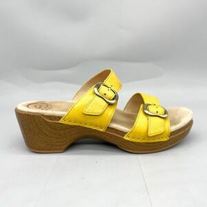 Dansko Womens 39 8.5 Sophie Sandals Shoes Yellow Leather Buckle Slide Clog Boho